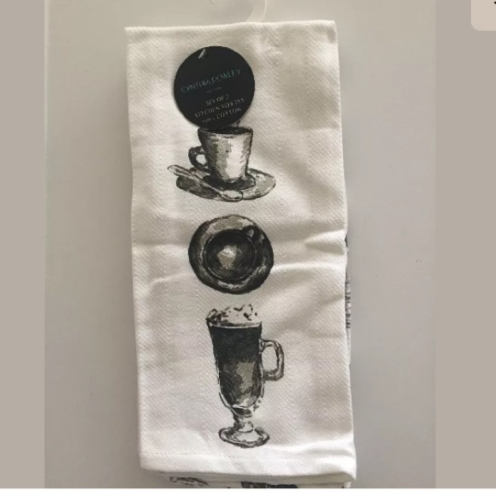 Cynthia Rowley Kitchen Towels Set of 2 Coffee Tea